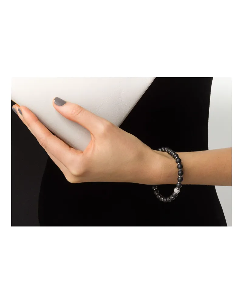 Roberto Demeglio Women's 18kt White Gold, Black Ceramic And Diamond Sfera Bracelet Continuty Black