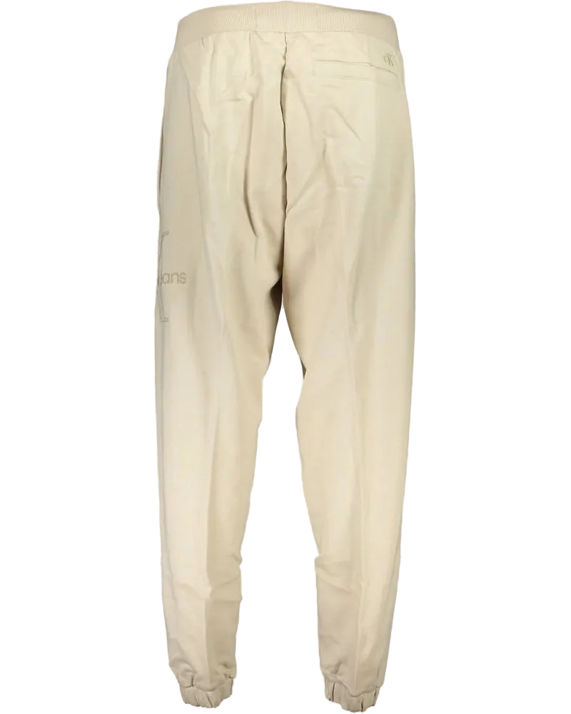Calvin Klein Cotton Logo-Embroidered Joggers — Beige Beige