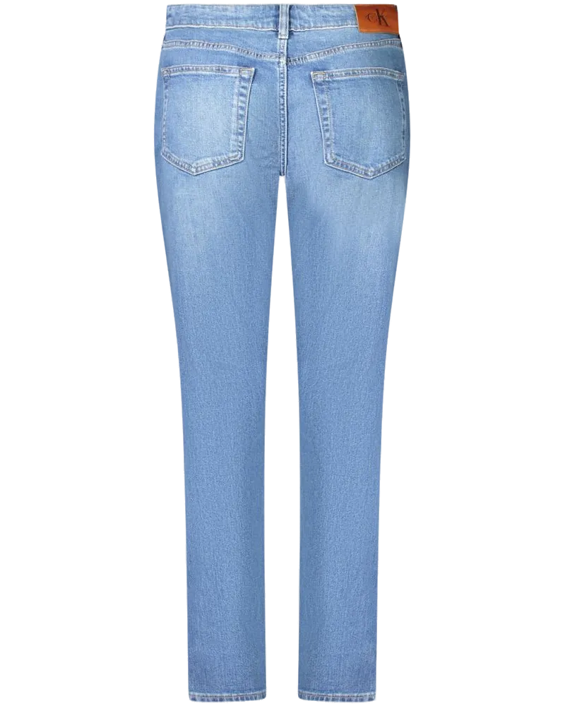Calvin Klein Mid Rise Slim Cotton Jeans — Blue Blue