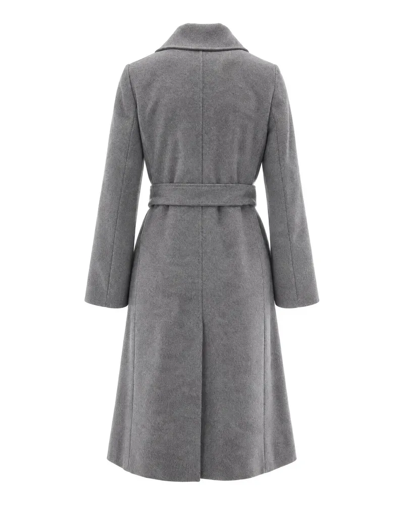 Max Mara Virgin Wool Wrap Coat — Gray Gray