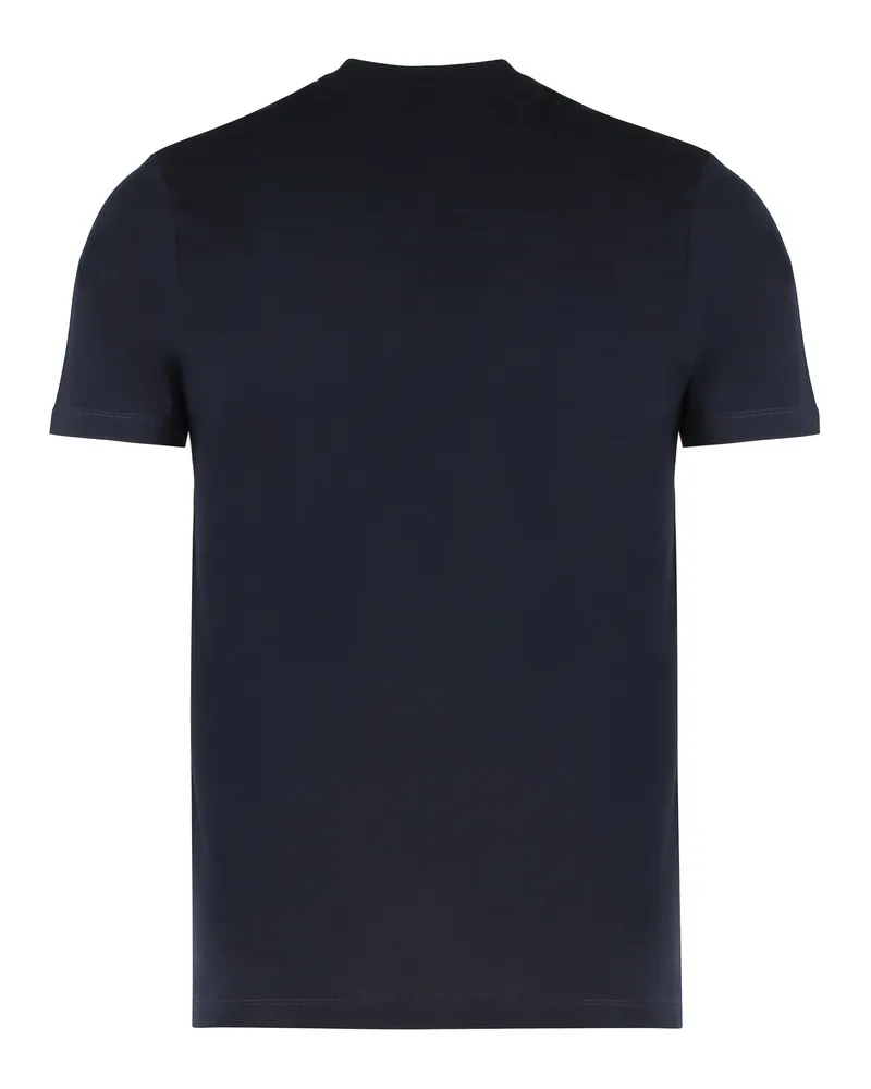 Paul & Shark Men Cotton Crew Neck T-Shirt With Print Blue T-Shirts And Polos Navy