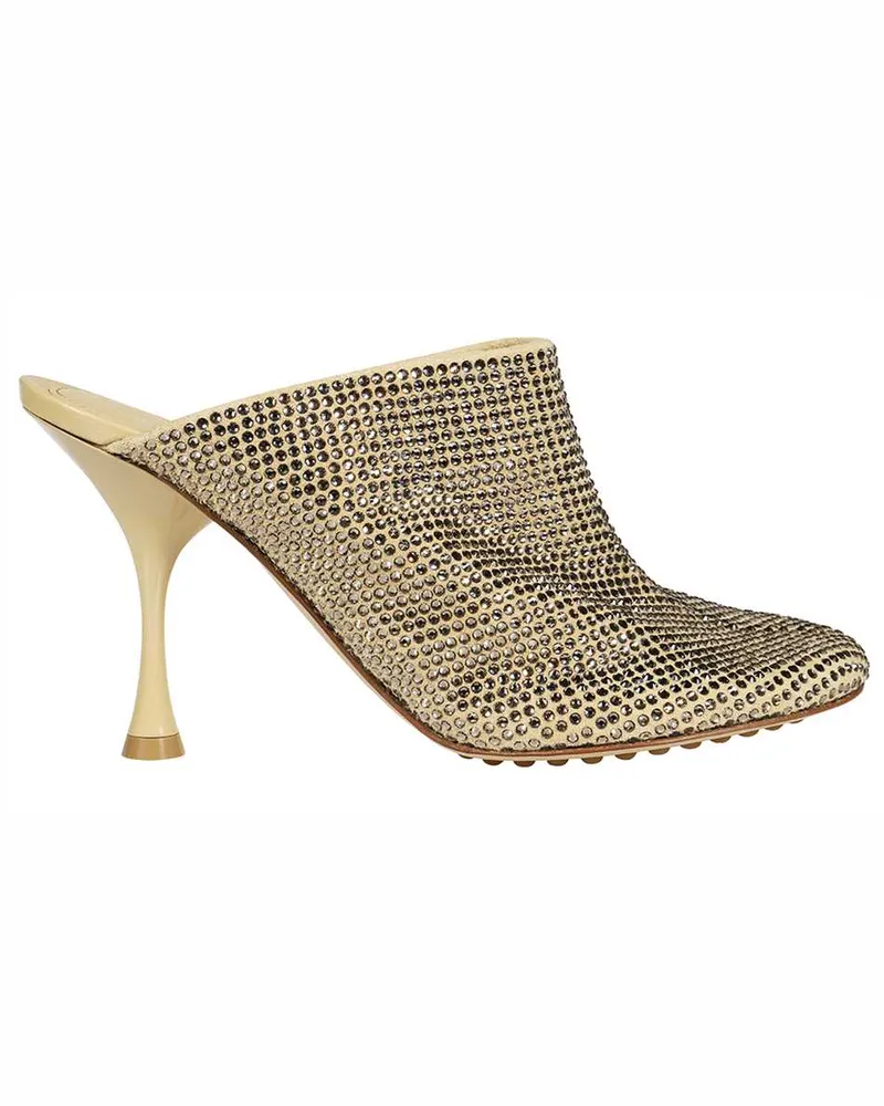 Bottega Veneta Women's Sparkle Dot Sock Mules Beige Ovine Leather Sandal Beige