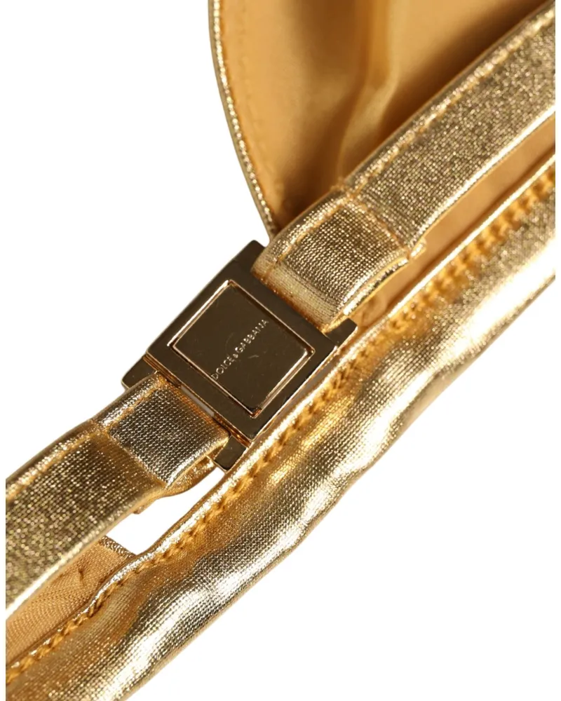 Dolce & Gabbana Women Gold-Tone Triangle Bikini Top Dg Logo Swimwear Elastane Polyester Gold
