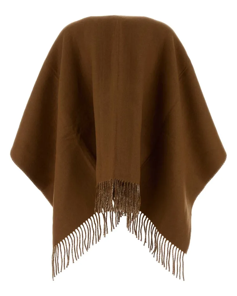 Fendi Women's Biscuit Wool Blend Reversible Cape Cammello+multicolor Exterior: Cashmere Cappotti Brown