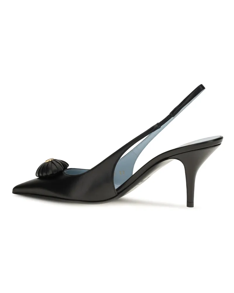 Valentino Garavani Women's Slingback Pumps Coeur Royal Leather Black Calf Sandal Black