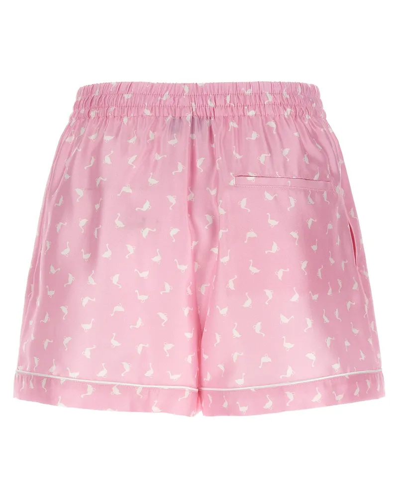Moschino Oche Print Silk Twill Shorts — Pink Pink