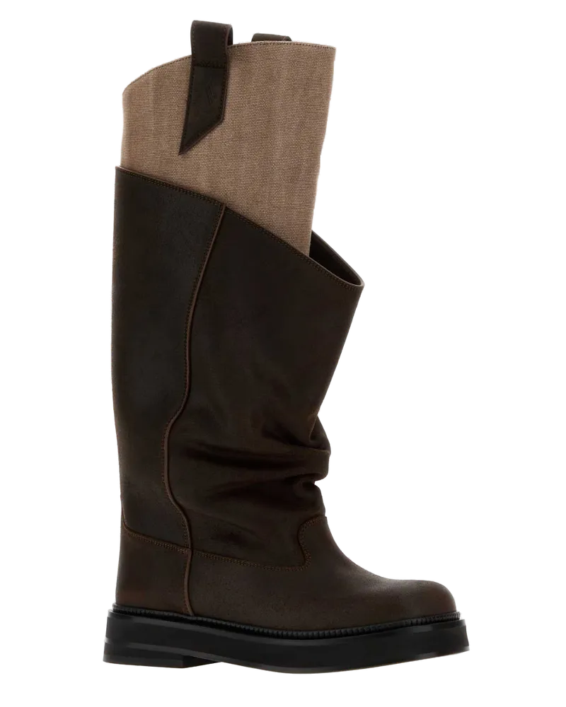 ATTICO Women's Chocolate Leather New Robin Passeggiata Boots Darkbrown Stivali Brown