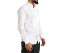 Tuxedo Pleated Cotton Dress Shirt — White