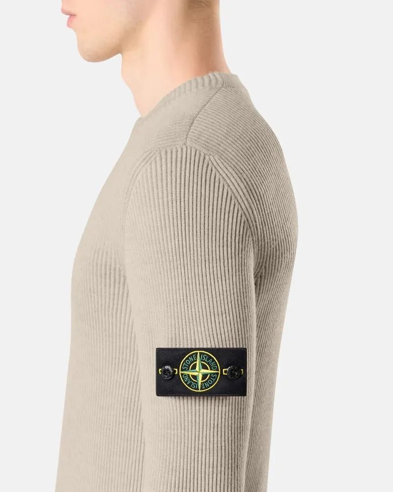 Stone Island Ribbed Knit Sweater — Sand Sand
