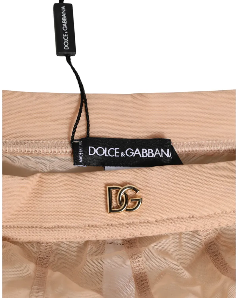 Dolce & Gabbana Women's Beige Sheer Mesh High Waist Panty Underwear Polyamide Clothing Beige