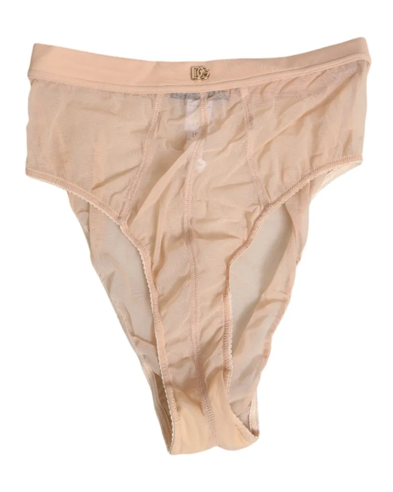 Dolce & Gabbana Women's Beige Sheer Mesh High Waist Panty Underwear Polyamide Clothing Beige