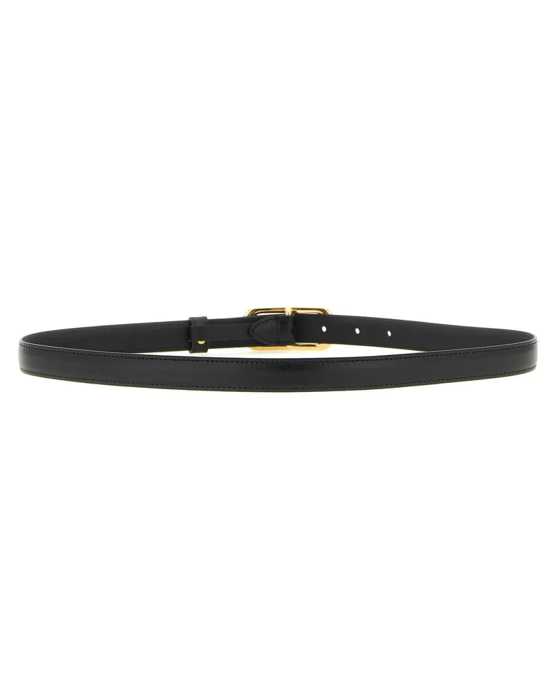 Fendi Oval Metal Buckle Belt — Black Black
