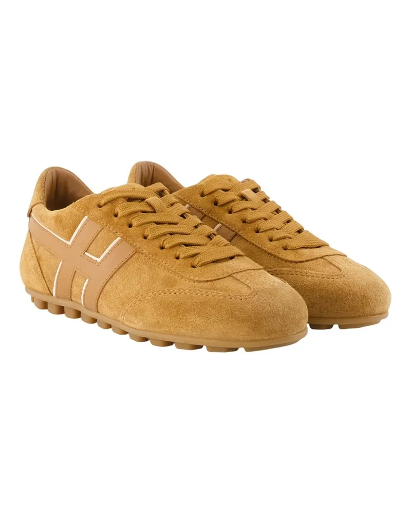 Hogan Women's H693 Allacciato H Sneakers -  Leather Brown Calfskin Shoes Brown