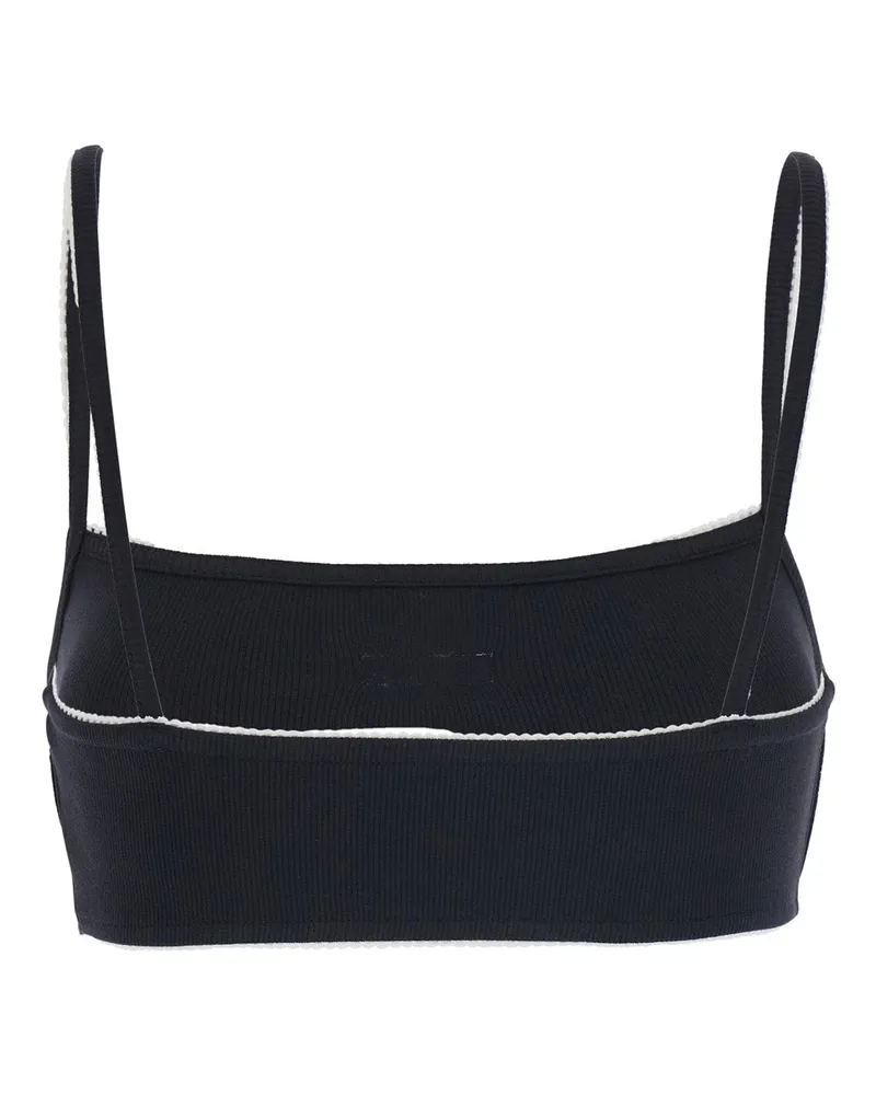 Marine Serre Women's Bra Top V-Neck Black Cotton Tops Black
