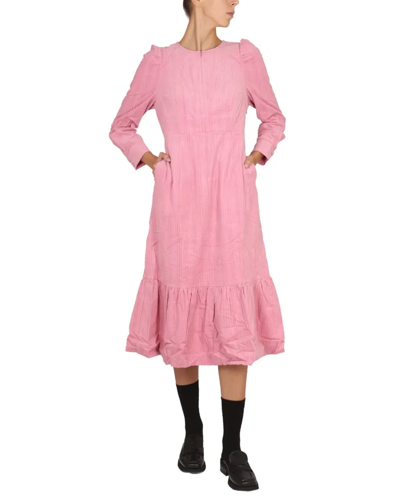 Baum und Pferdgarten Cotton With Necklace Detail Midi Dress — Pink Pink