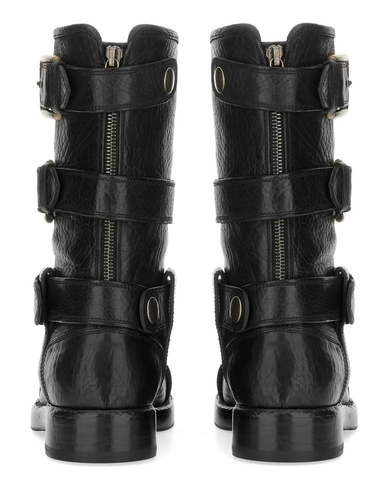 Dolce & Gabbana Leather Buckle Boot — Black Black