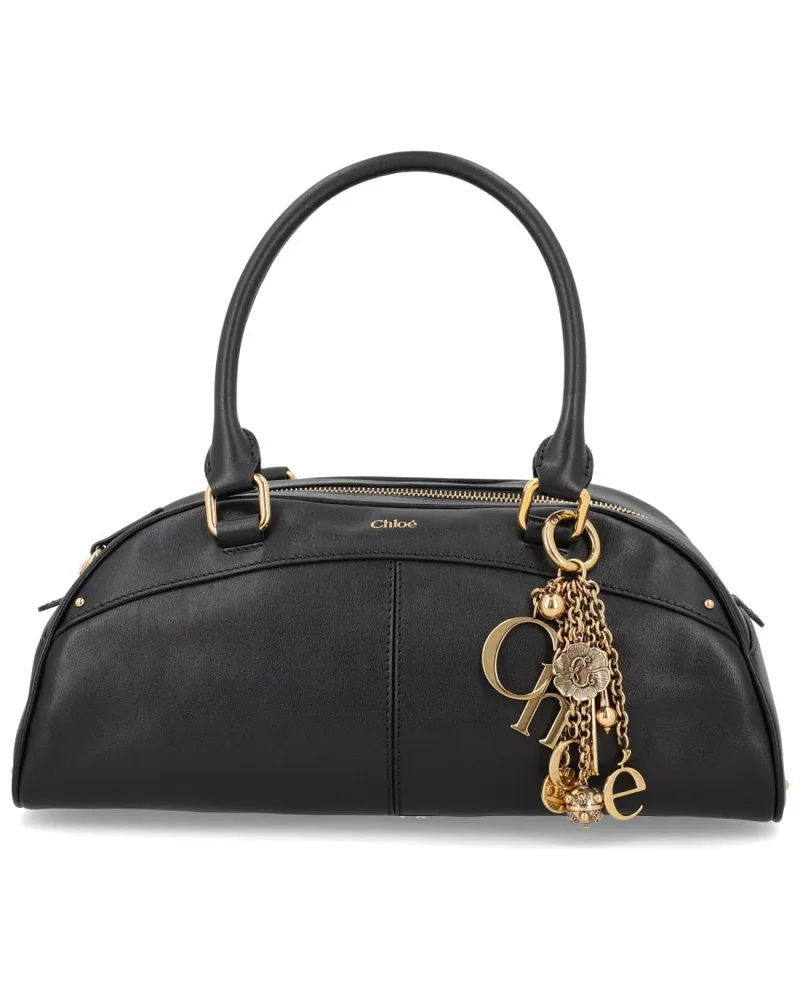 Chloé Leather Bowling Shoulder Bag — Black Black