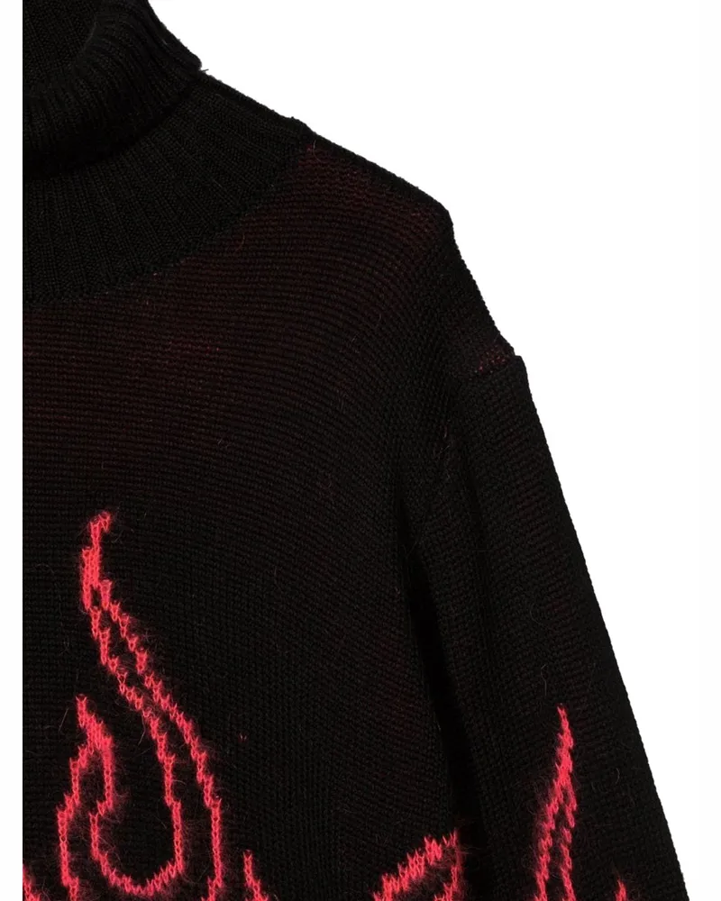 Vision Of Super Pink Flame Motif Mohair-Blend Jumper — Black Black