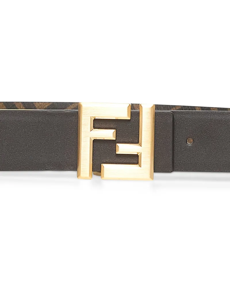 Fendi Men's Belt Squared Ff Brown Leather Calf Brown
