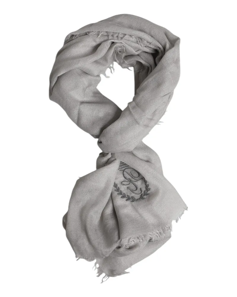 Dolce & Gabbana Men's Cashmere-Silk Logo Scarf Gray Gray
