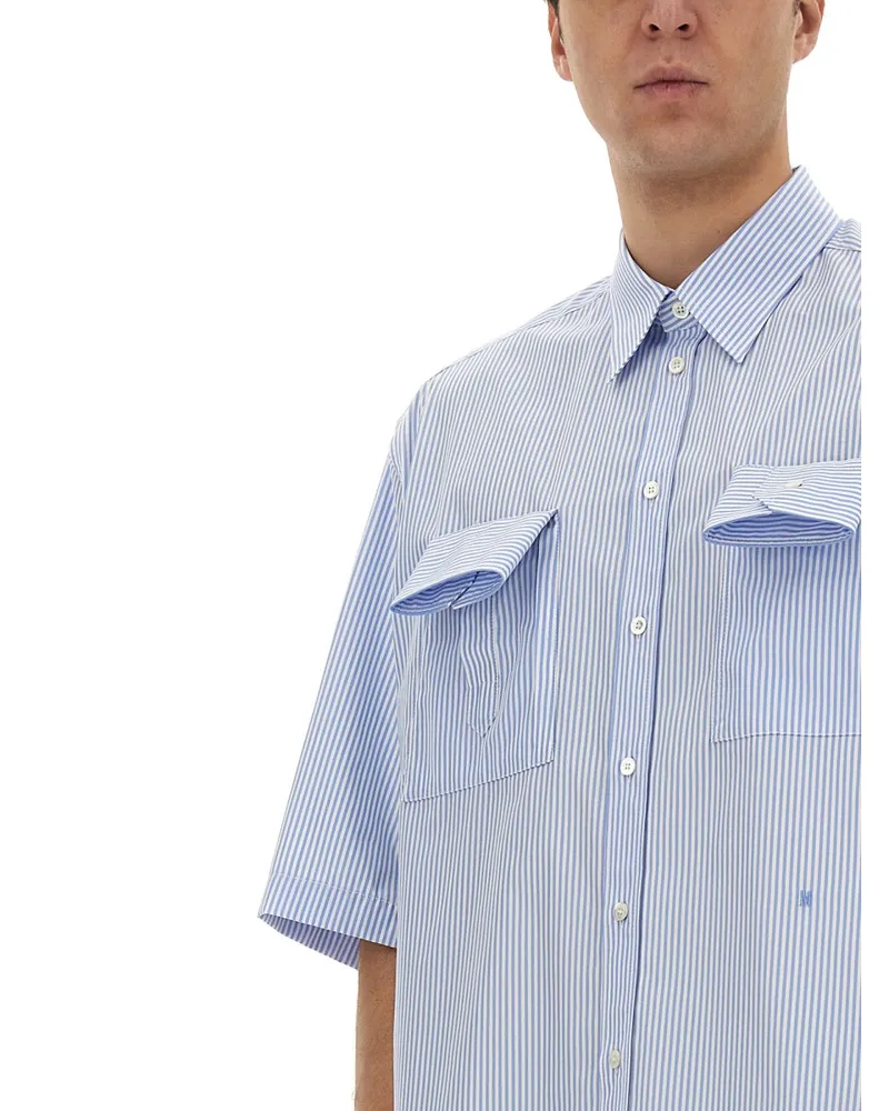 Moschino Cuff Details Shirt — Blue Blue