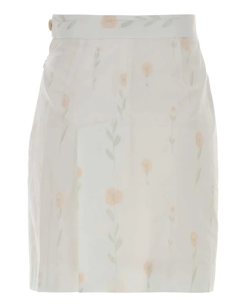 Vivienne Westwood Women's Floral Cotton Blend Crotch Mini Skirt Whiteflowers Gonne White