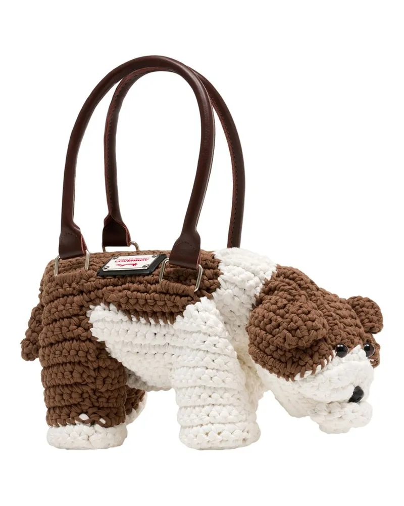 Charles Jeffrey Loverboy Unisex Bulldog Purse -  Cotton White Bags Handbags-Purses Multicolor