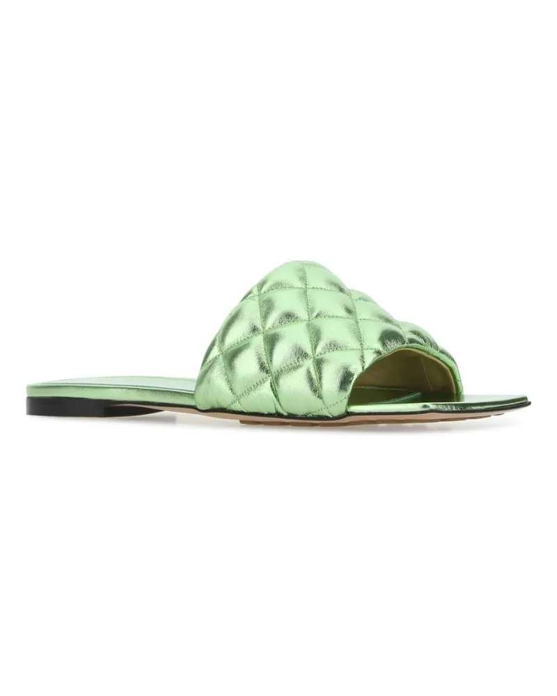 Bottega Veneta Women's Green Nappa Leather Slippers 3505 Flat Shoes Green