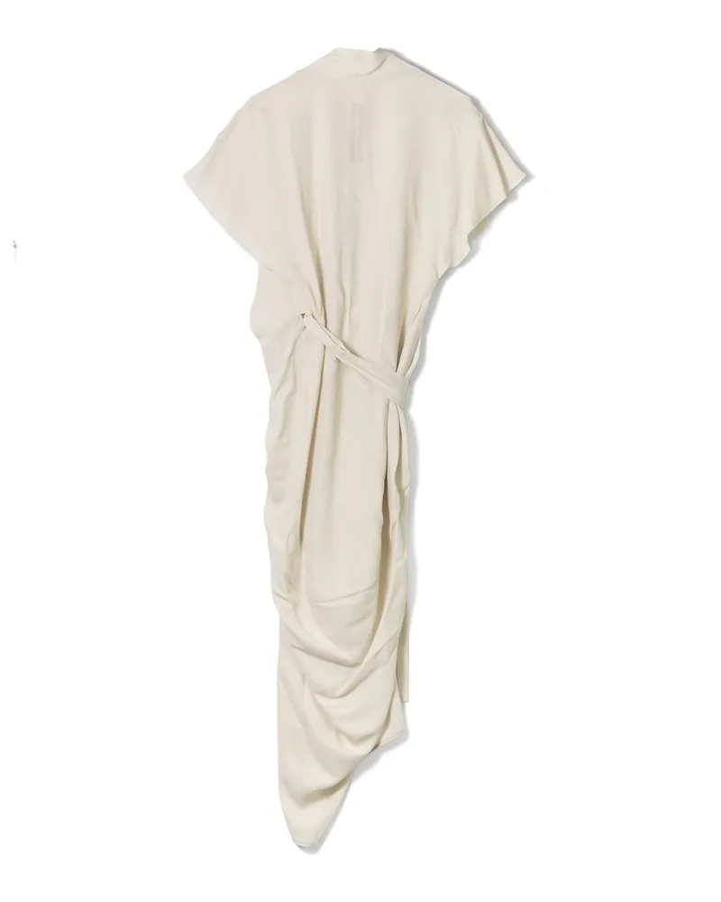 Rick Owens Silk Charmeuse Wrap Dress — White White