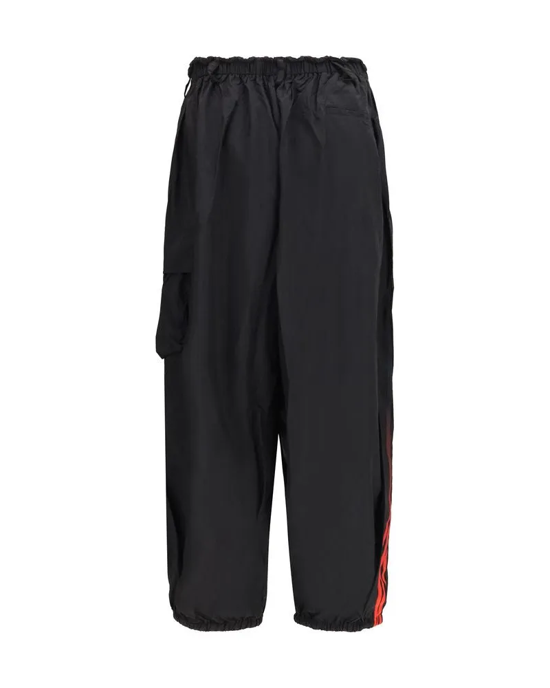 Y-3 Polyamide with Red Side Stripe Cargo Pants — Black Black