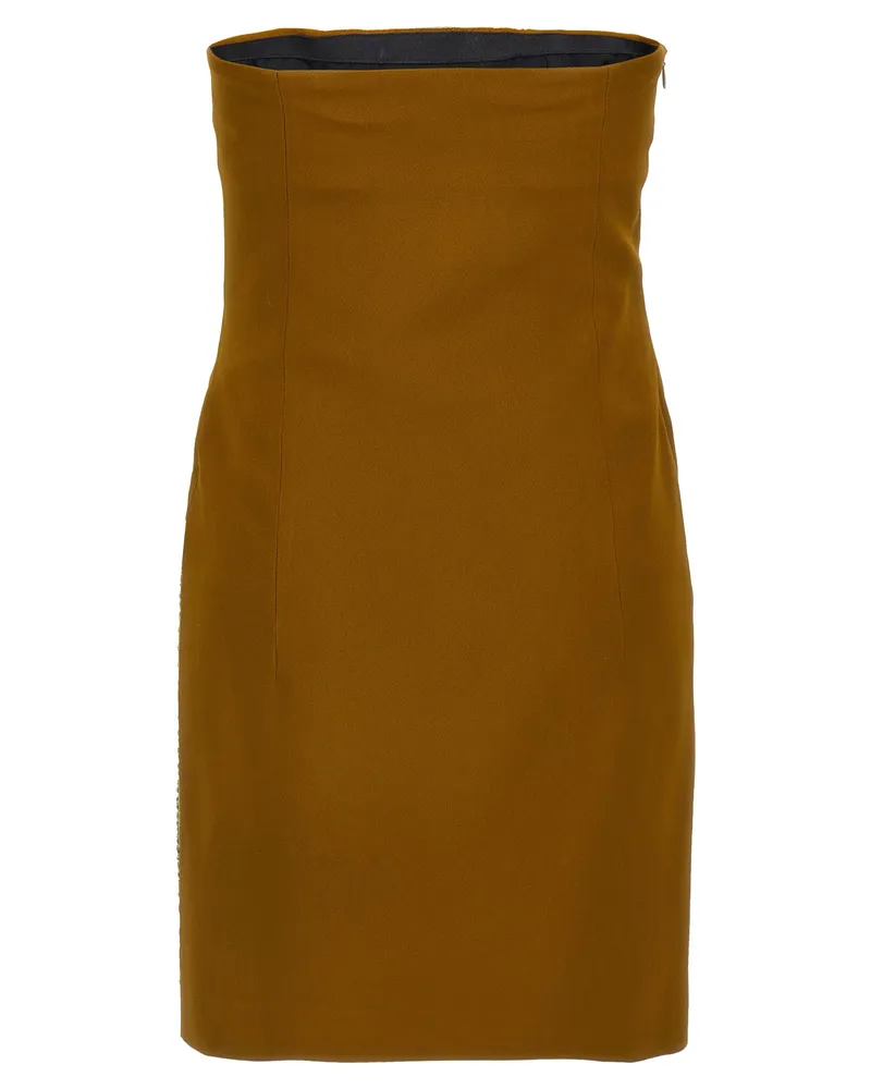 ATTICO Women's Bicolor Marabou Short Dress Brown
