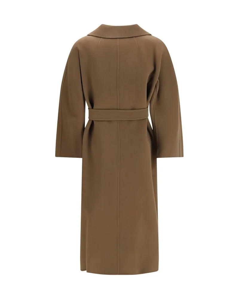 Max Mara Virgin Wool Wrap Coat — Brown Brown