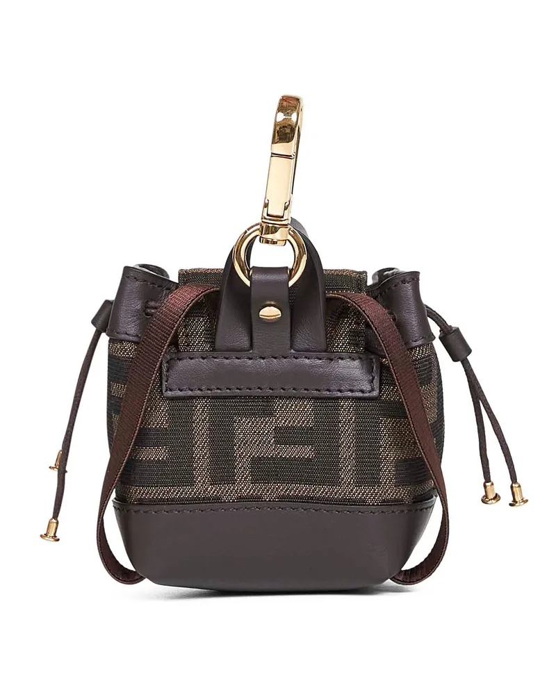 Fendi Women's Brown Nano Backpack Charm Polyester Accessory Brown