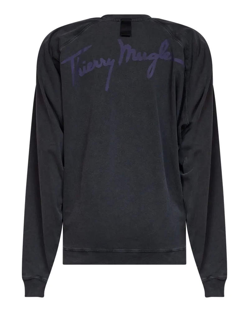 Thierry Mugler Batwing Sleeve Cotton Sweatshirt — Black Black