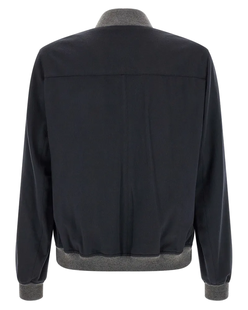 Brunello Cucinelli Men's Blue Cashmere Bomber Clothing Navy