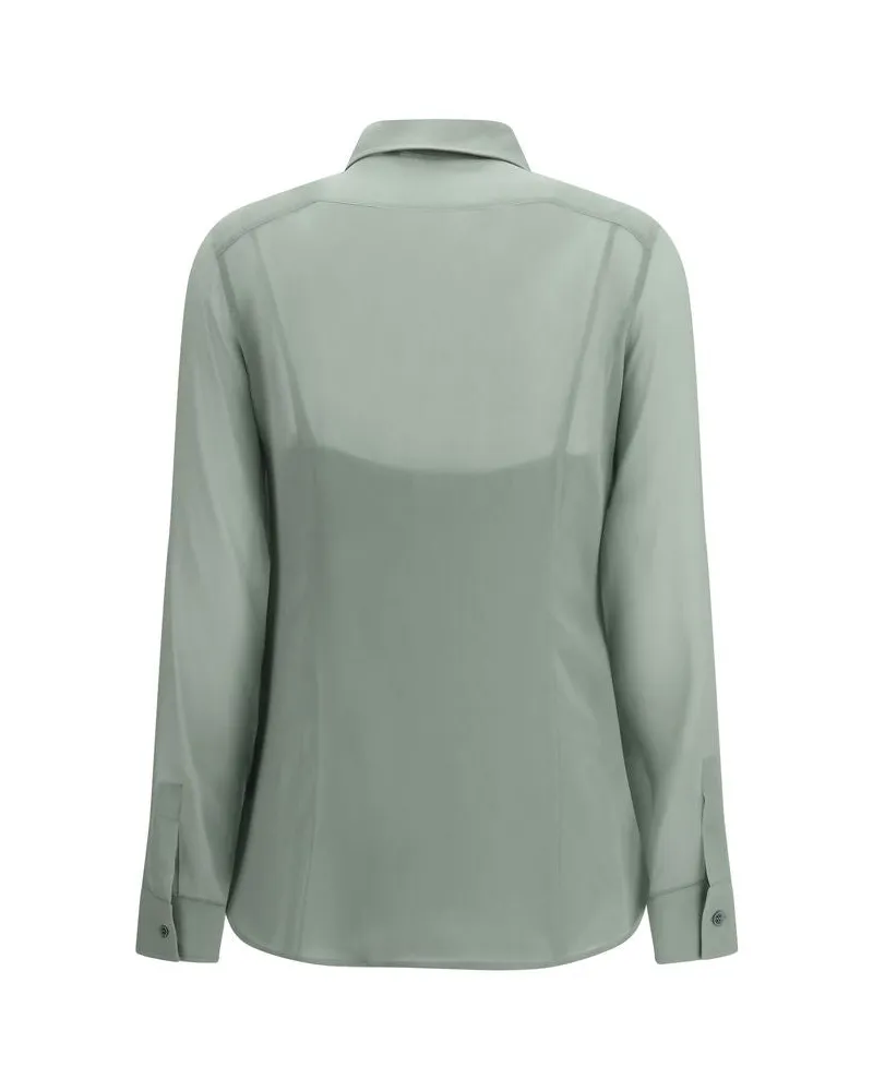 Max Mara Women's Bicolor Silk Shirt Green