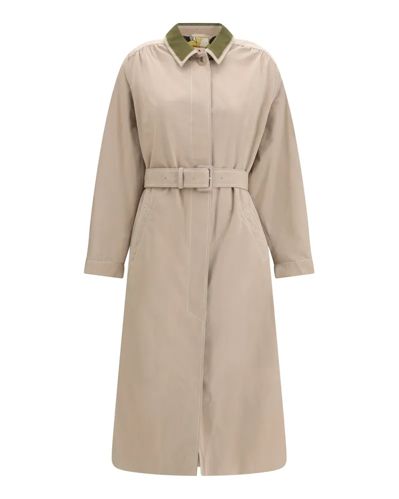 Marni Women's Trench Coat Gabardine Cement Outer: Cotton Beige