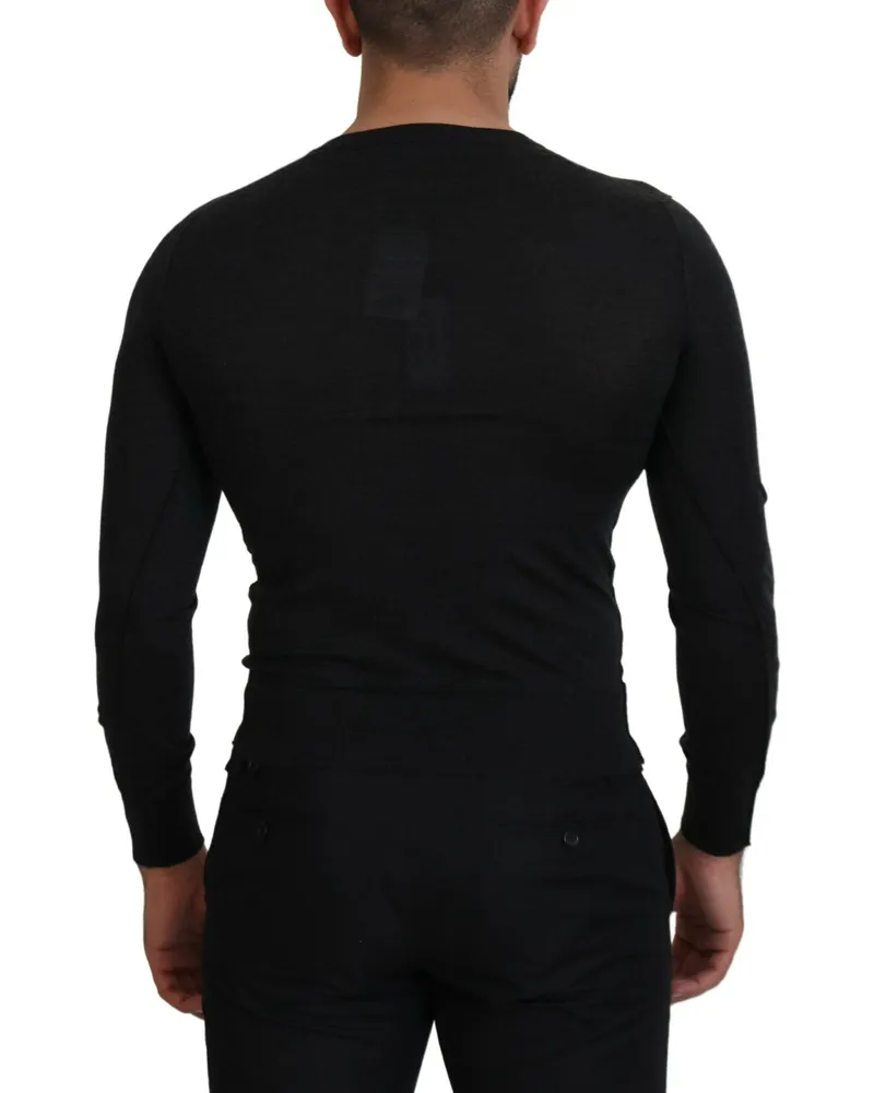 Dolce & Gabbana Men's Gray Cashmere V-Neck Gold Heart Sweater Clothing Gray