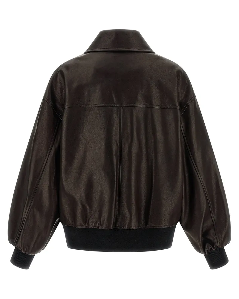 KHAITE Women's Brown Lamb Leather Jacket Clothing Brown