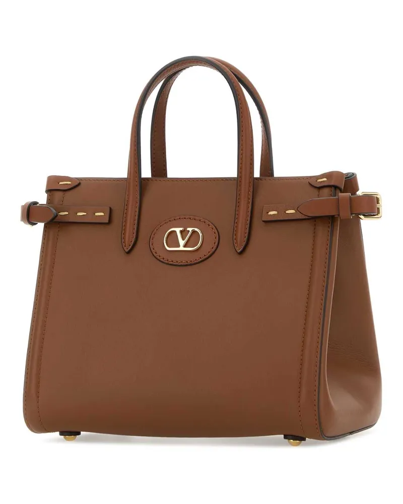 Valentino Garavani Women's Brown Leather Antibes Handbag Tobacco Borse A Mano Bag Brown