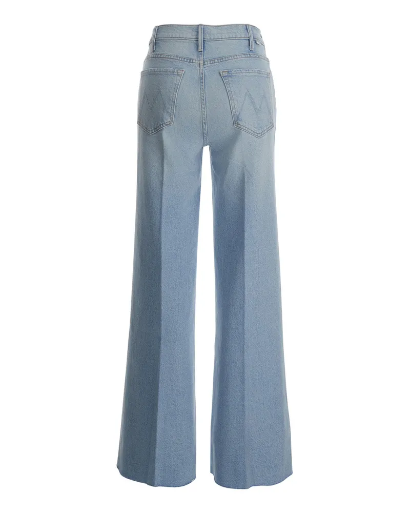 Mother Women's Jeans The Hustler Roller Skimp Fray Light Blue Cotton Blue