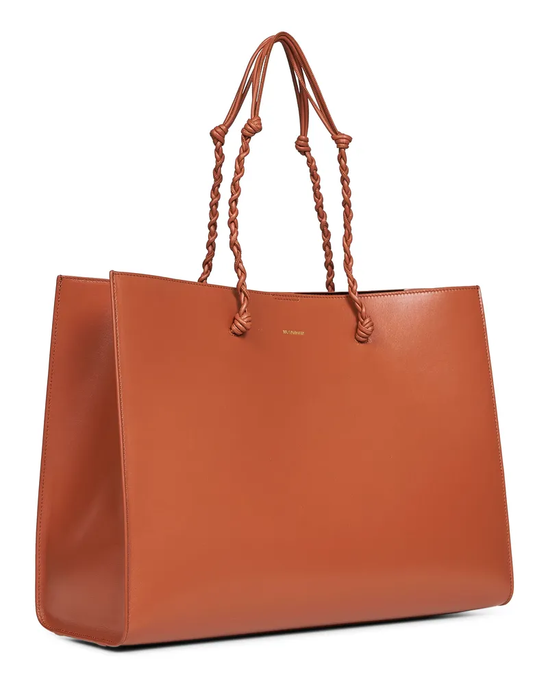 Jil Sander Women's Tote Bag Tangle Calf Leather Brown Handbags Hand Brown