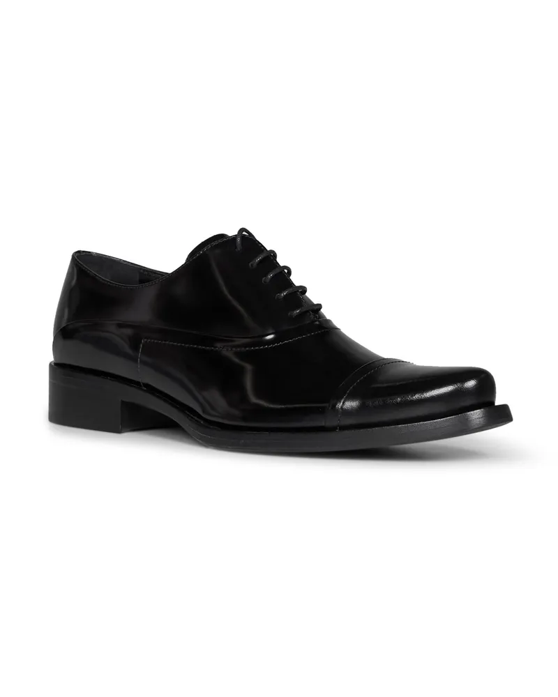 Prada Brushed Leather Oxford — Black Black