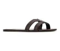 Women's Brown Leather Mabrouka Slippers Parisbrown Flat Shoes