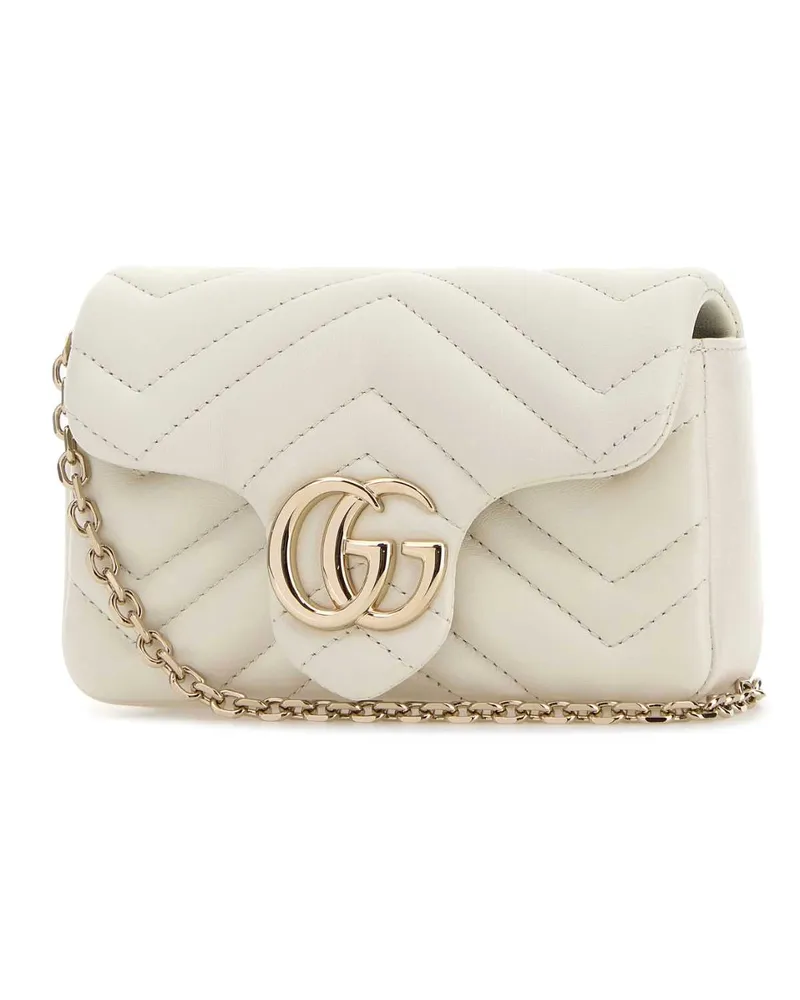 Gucci Women's White Leather Mini Gg Marmont Shoulder Bag Dustywhite Borse A Tracolla White