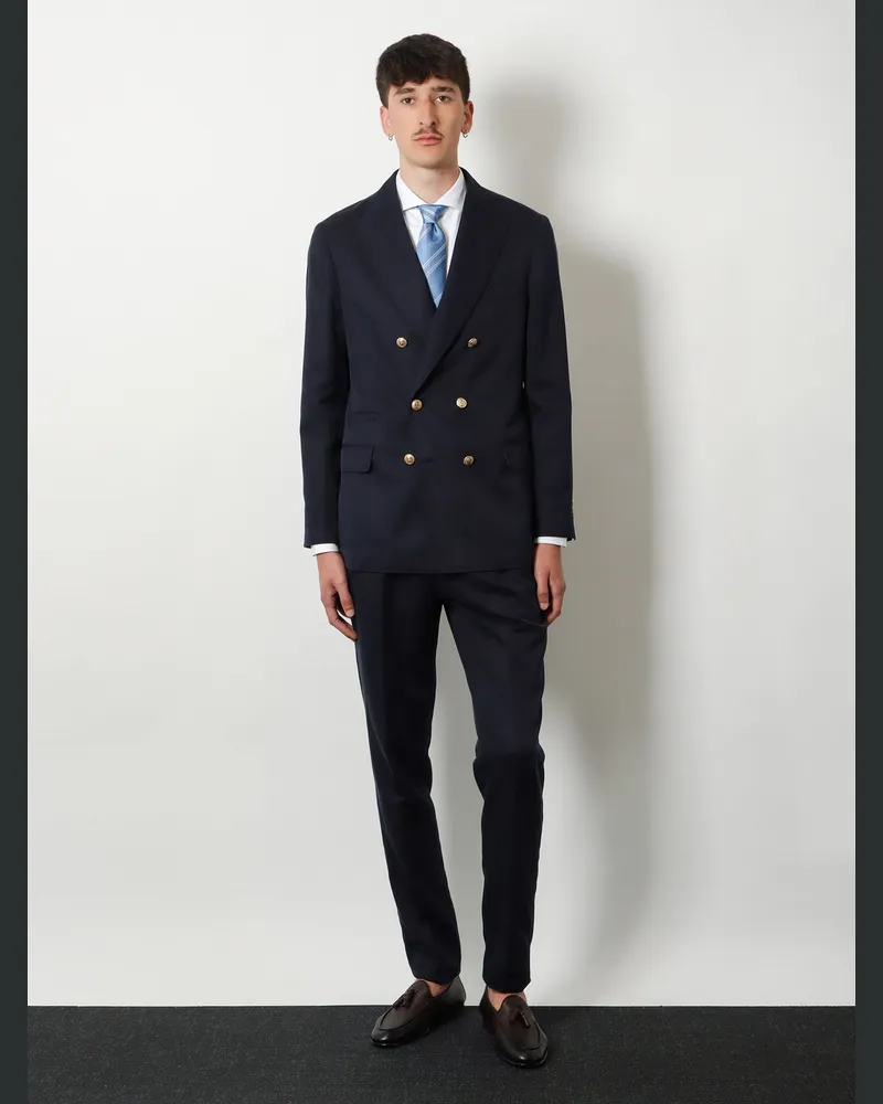 Brunello Cucinelli Men's Blazer, Silk And Linen, Blue Blazers Jacket Navy