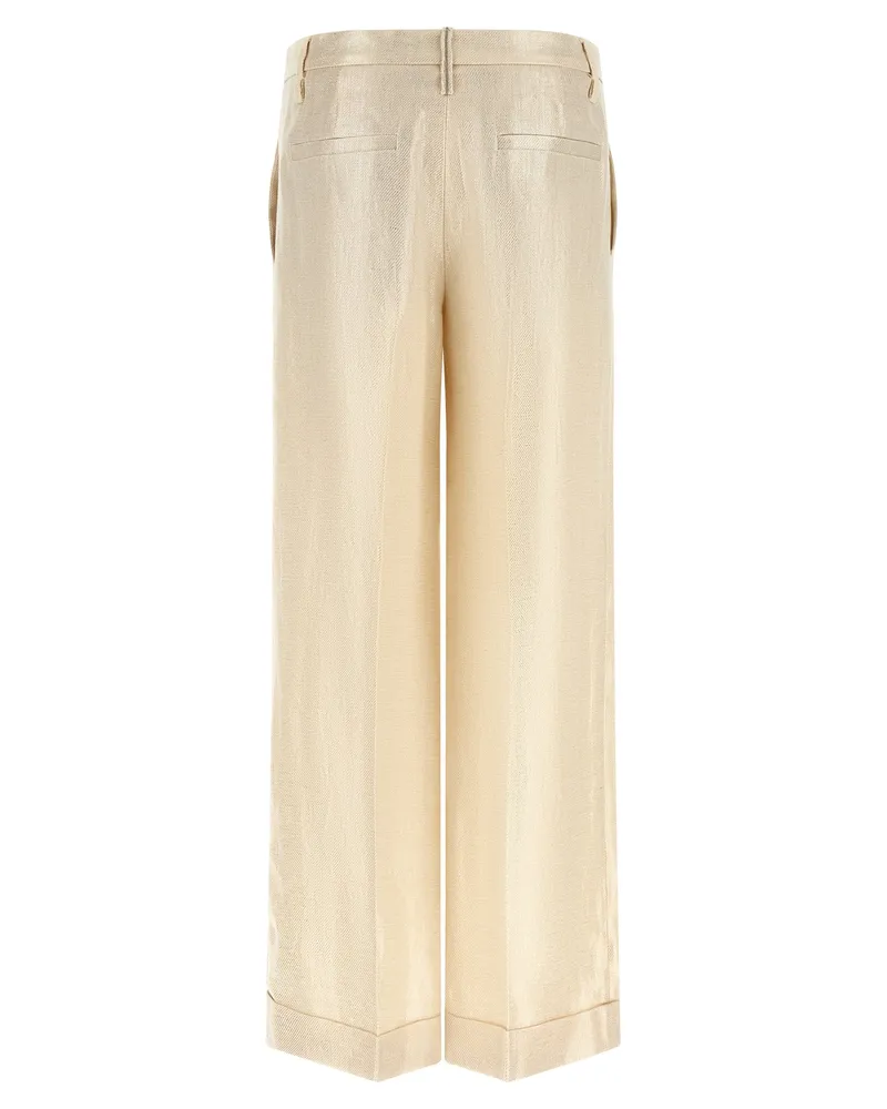 Brunello Cucinelli Lamé Linen Trousers — Gold Gold