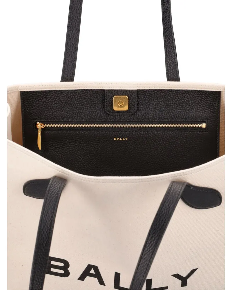 Bally Women's Bar Keep On Logo Tote Bag Beige Beige