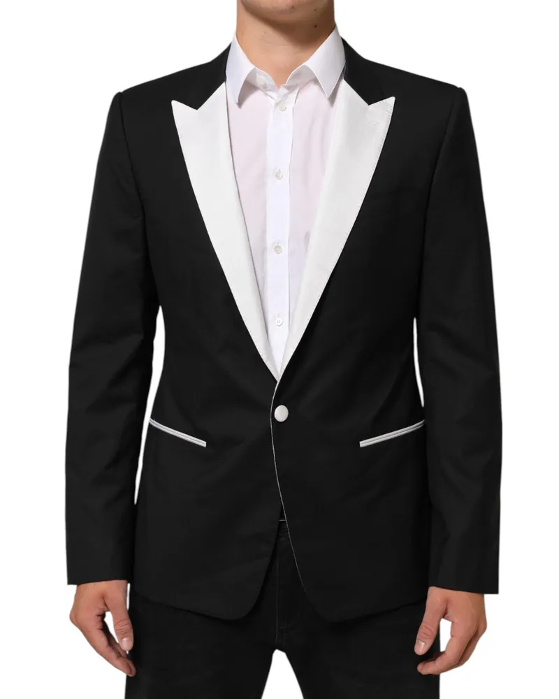 Dolce & Gabbana Women's Black White Martini 1 Button Men Suit Blazer And Pl+se+wv Black