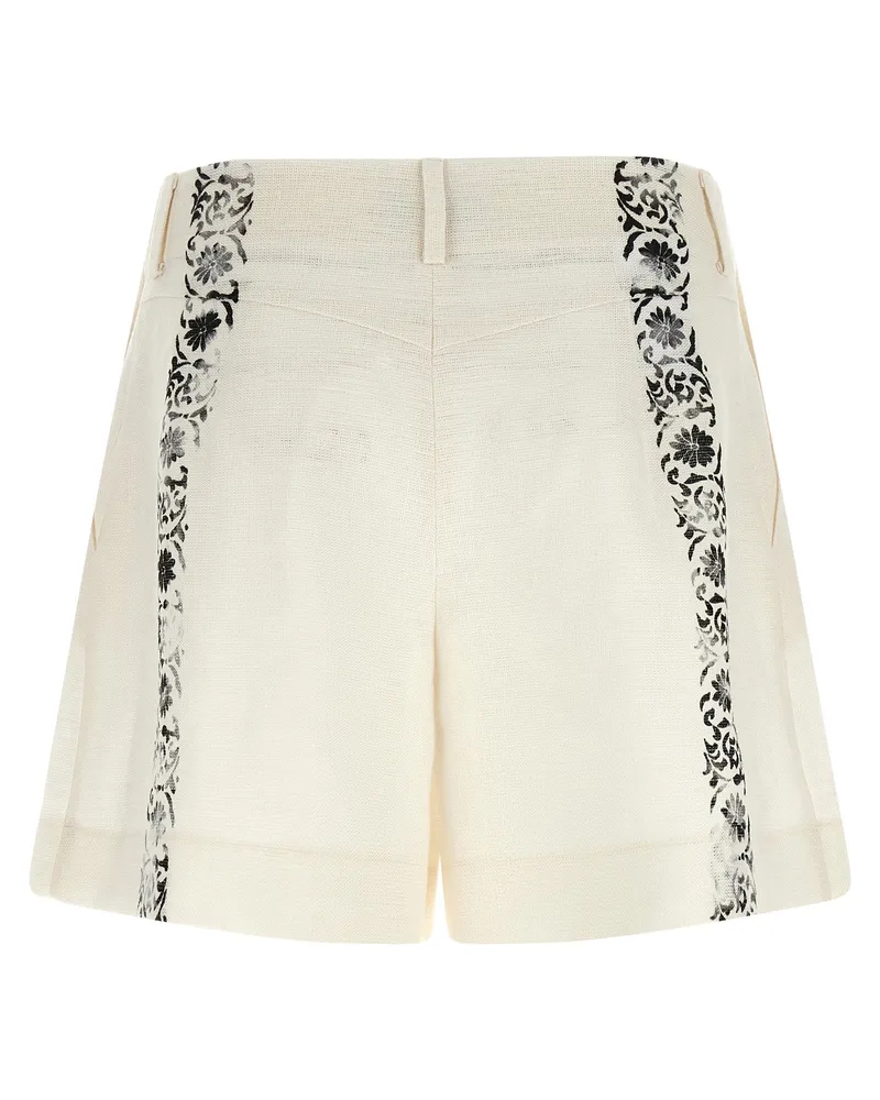 Alberta Ferretti Women's Bicolor Linen Bermuda Shorts White
